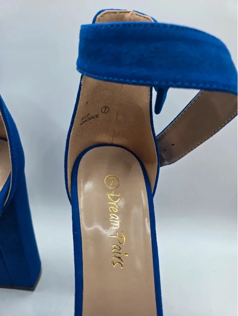 Dream Pairs Royal Blue Platform Block Heel Sandals Women's Size 7